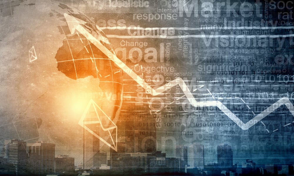 Conceptual image with global financial charts and graphs