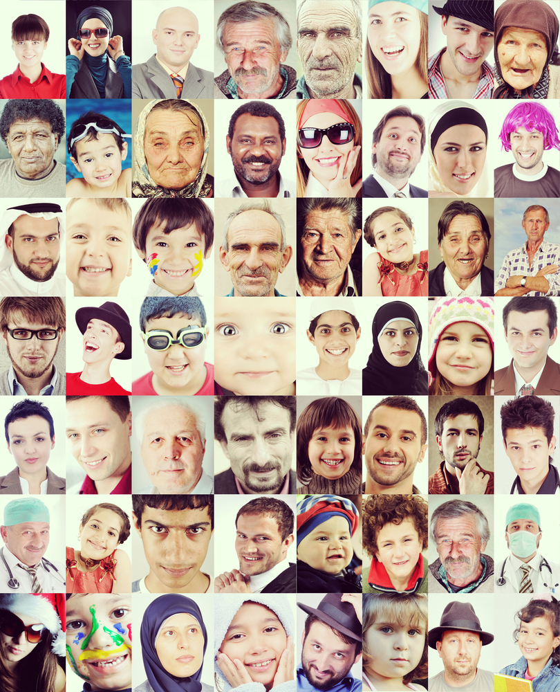 Mosaic picture showing many different faces
